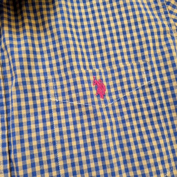 U.S. Polo Assn. Button Down Shirt Men 2XL Brown Gingham Plaid Classic Preppy - Picture 5 of 7